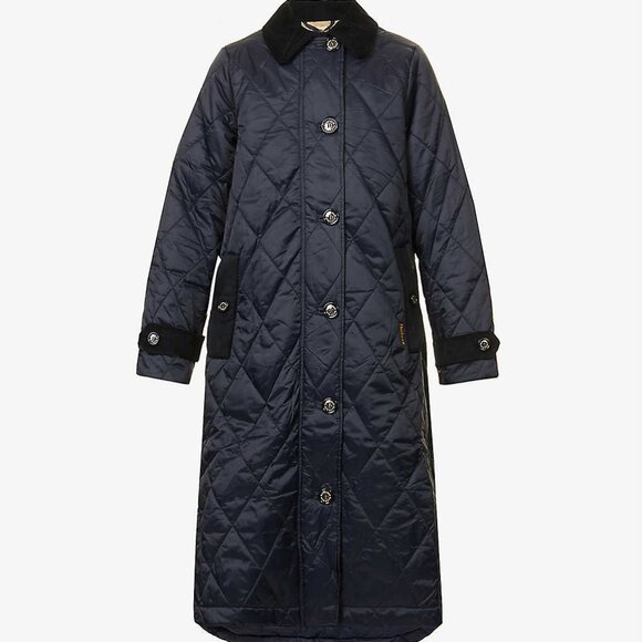 Barbour Women’s Silwick Quilted Coat – Navy – Size12 - Picture 1 of 4